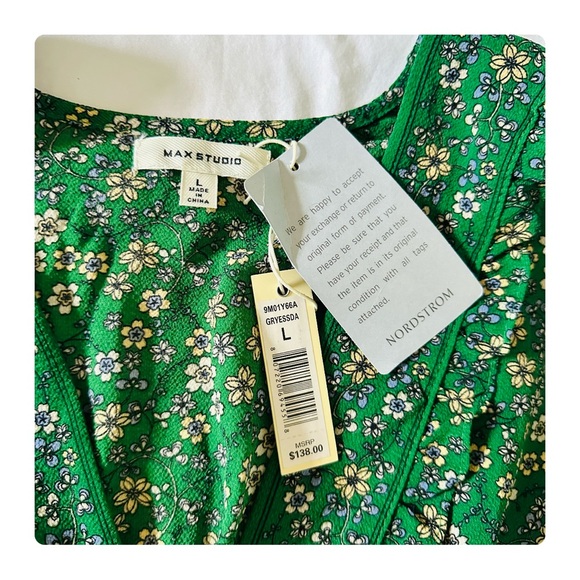★ NWT Max Studio V-Neck Empire Waist Dress - Green ★ - Picture 10 of 17